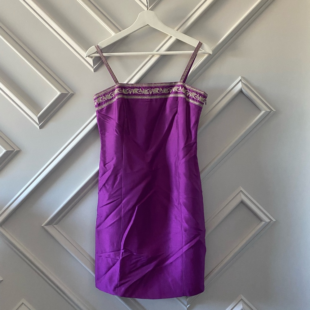 Vintage Petite Sophisticate Purple Silk Dress